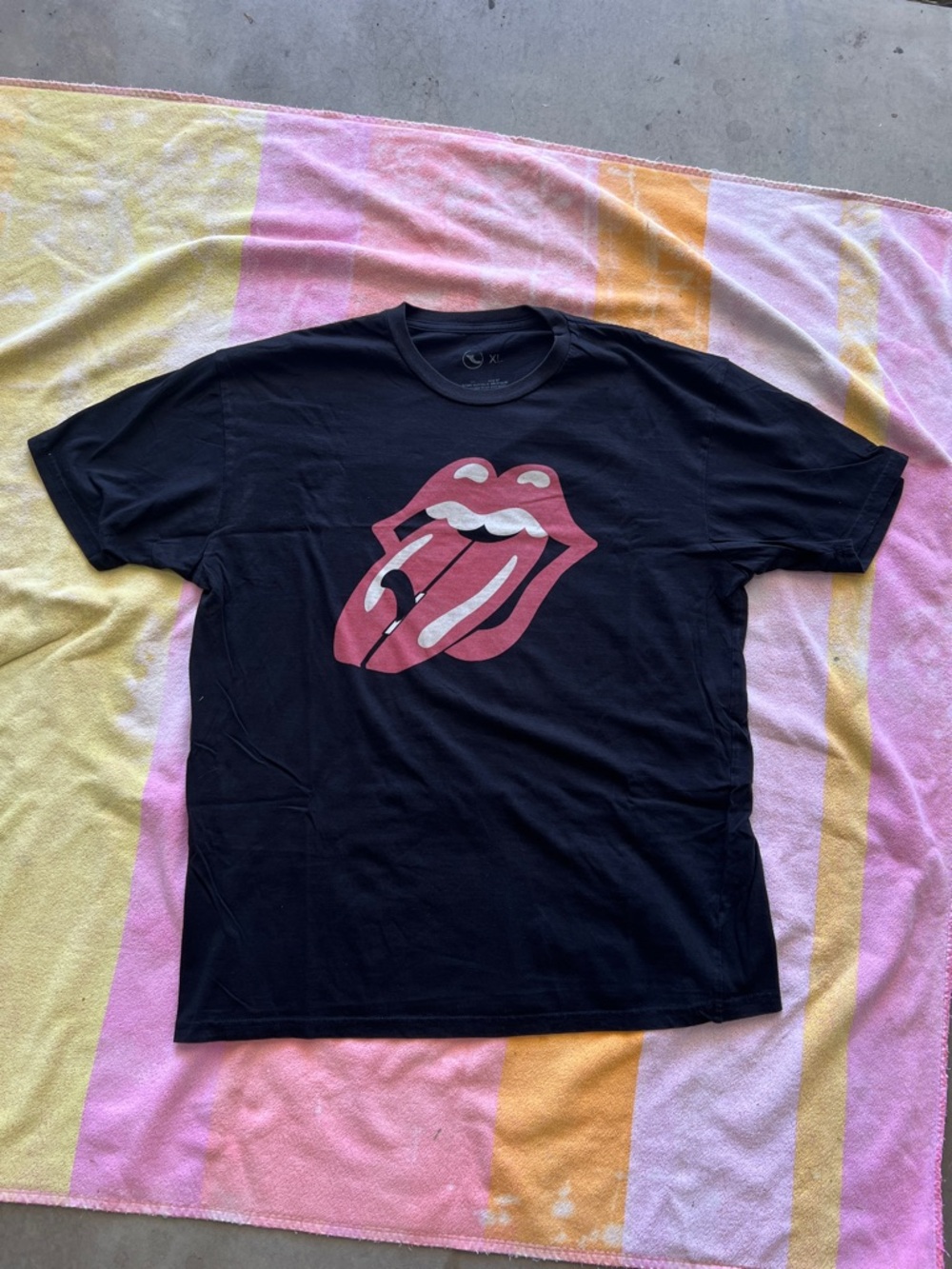 Black Rolling Stones Surf Tongue Tee - XL